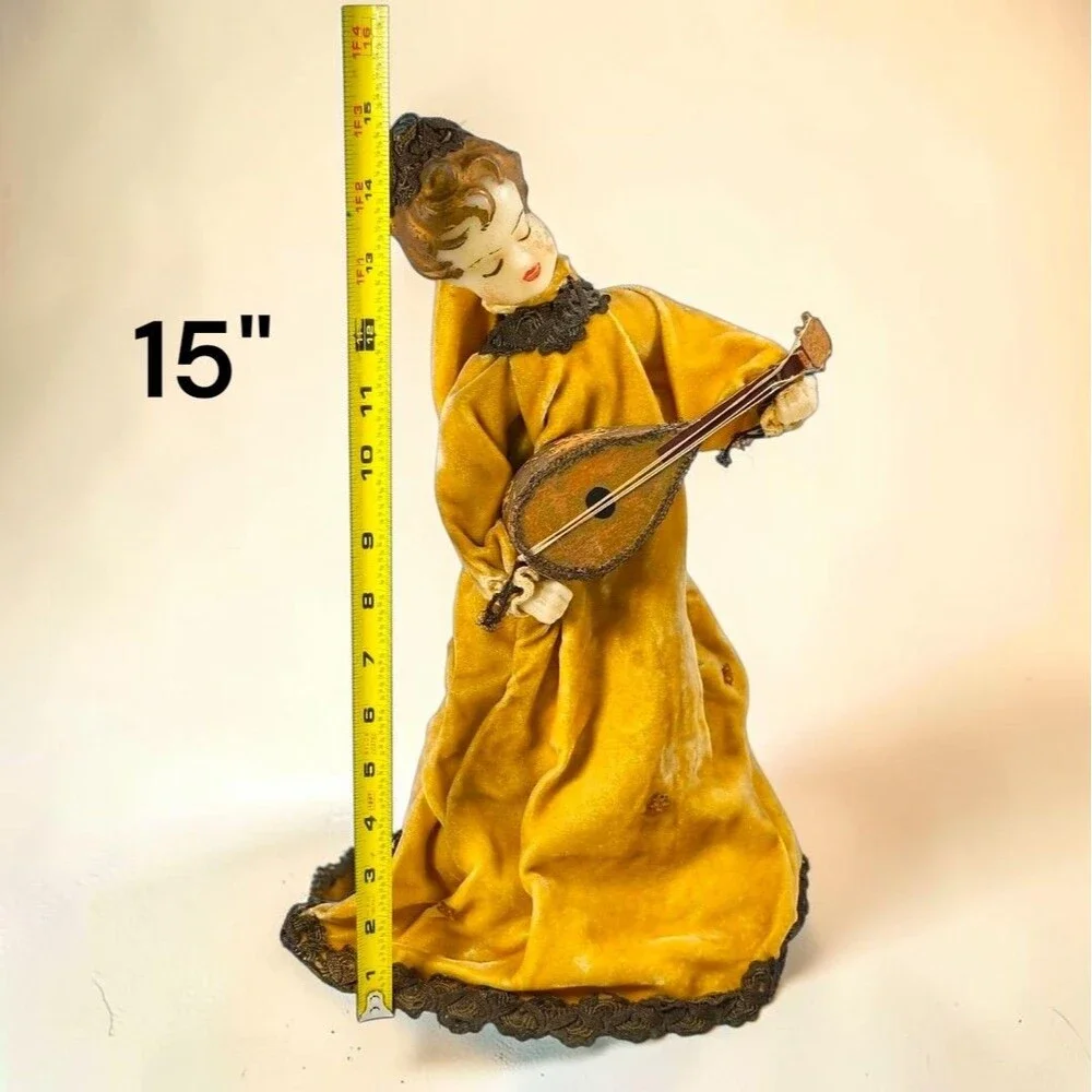 Vintage West Germany Style Wax Angel Tree Topper 15